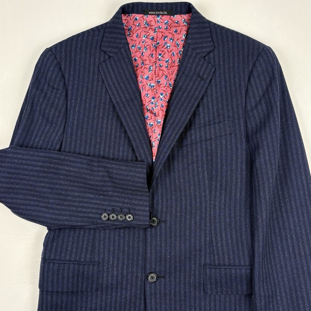Lord's Tailor Ermenegildo Zegna Wool Silk Linen Sport Coat 36R Navy Pinstripe